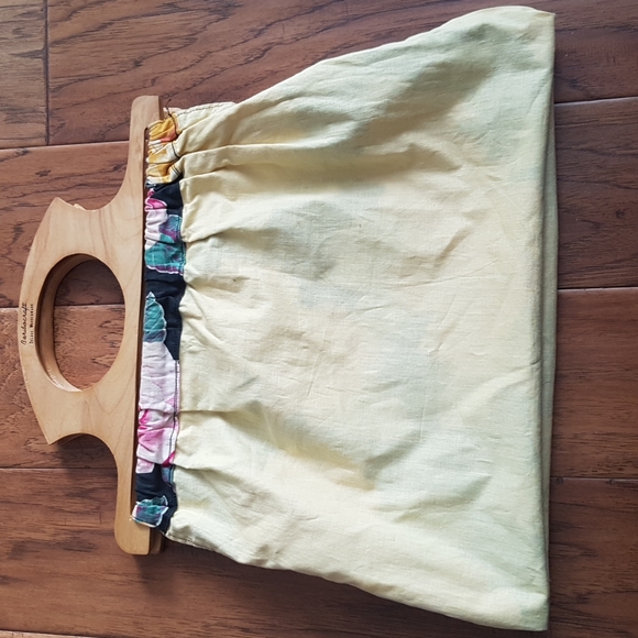 Vintage Baribocraft Deluxe Woodenware Wooden Handle Floral Fabric Purse - Picture 8 of 16